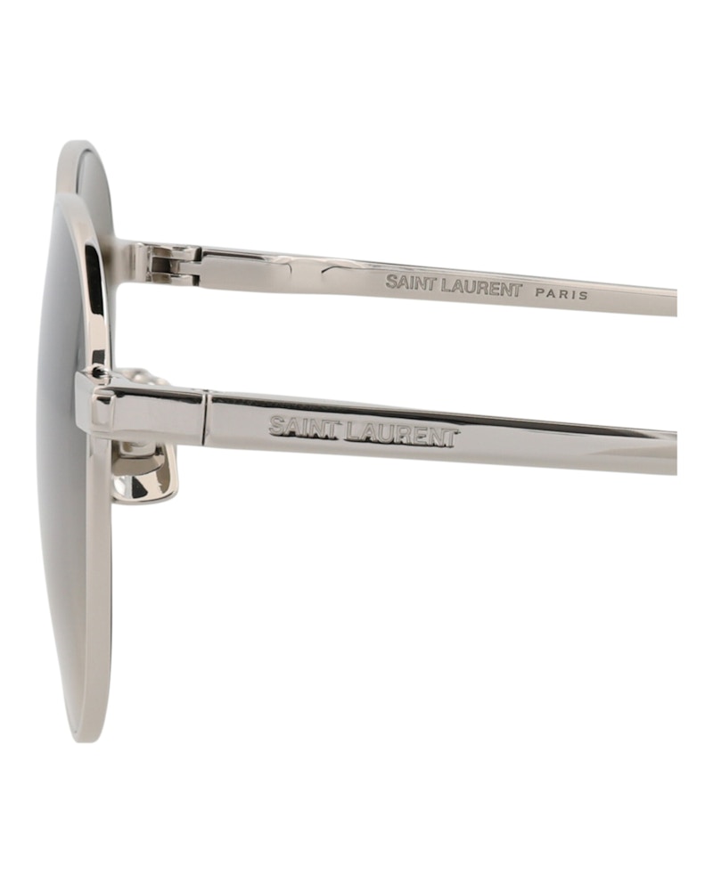 Saint Laurent Round-Frame Metal Sunglasses Silver/Silver/Green (SL533-30013361-014)