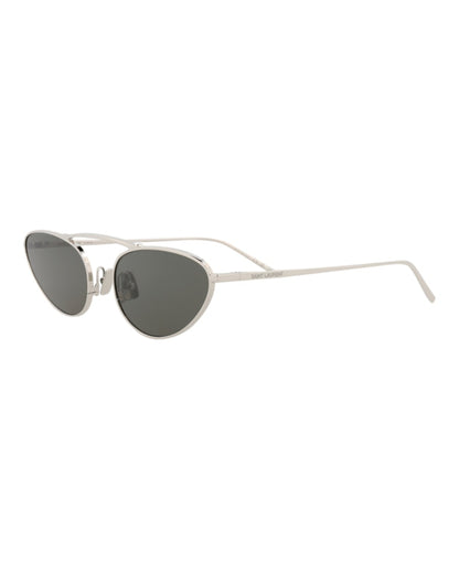 Saint Laurent Round-Frame Metal Sunglasses Silver/Silver/Grey (SL538-30013515-002)