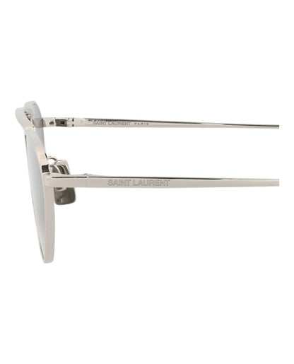 Saint Laurent Round-Frame Metal Sunglasses Silver/Silver/Grey (SL538-30013515-002)