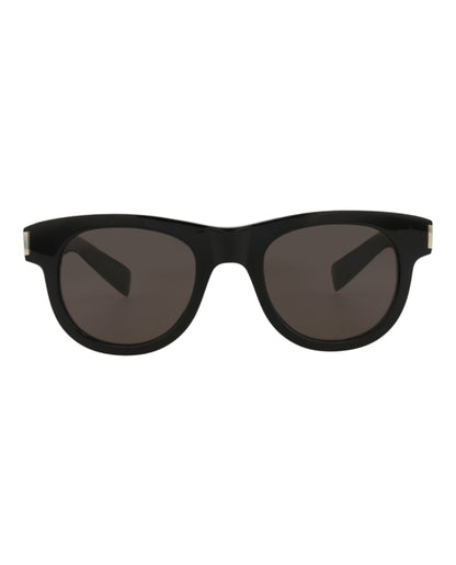 Saint Laurent Round-Frame Recycled Acetate Sunglasses Black Black Black (SL571-30014069-001)