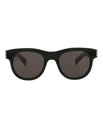 Saint Laurent Round-Frame Recycled Acetate Sunglasses Black Black Black (SL571-30014069-006)