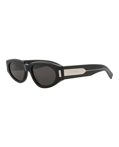 Saint Laurent Round-Frame Recycled Acetate Sunglasses Black Black Grey (SL618-30014642-001)