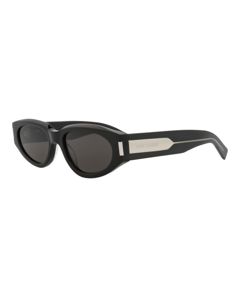 Saint Laurent Round-Frame Recycled Acetate Sunglasses Black Black Grey (SL618-30014642-001)