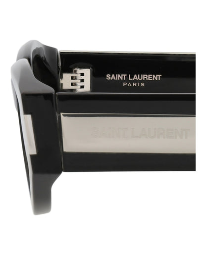 Saint Laurent Round-Frame Recycled Acetate Sunglasses Black Black Grey (SL618-30014642-001)