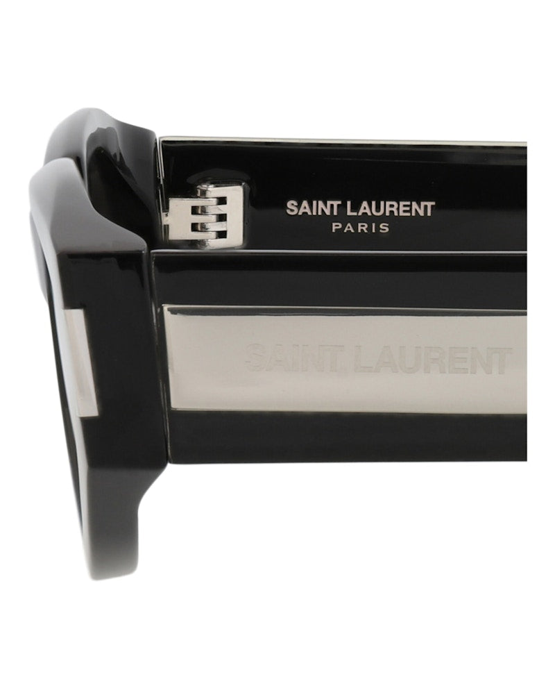 Saint Laurent Round-Frame Recycled Acetate Sunglasses Black Black Grey (SL618-30014642-001)