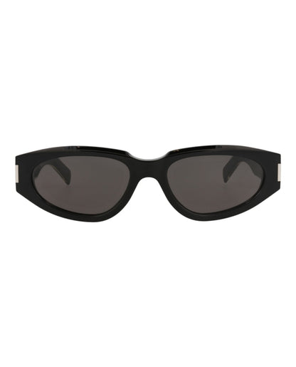 Saint Laurent Round-Frame Recycled Acetate Sunglasses Black Black Grey (SL618-30014642-001)