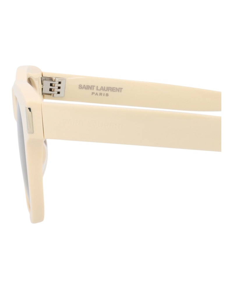 Saint Laurent Round-Frame Recycled Acetate Sunglasses Ivory/Ivory/Brown (SL571-30014069-005)