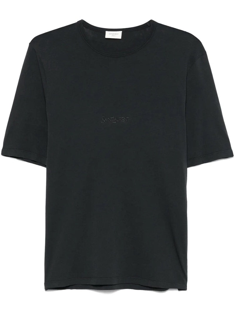 Saint Laurent Round Neck Short Sleeve T-shirt Black White