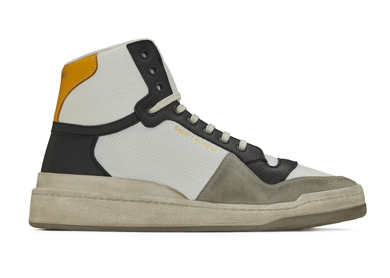 Saint Laurent SL-24 Mid Distressed Optic White Black Yellow