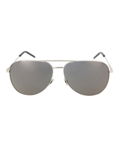 Saint Laurent Saint Laurent Aviator-Style Metal Sunglasses Shiny Silver (CLASSIC11-30000163-027)