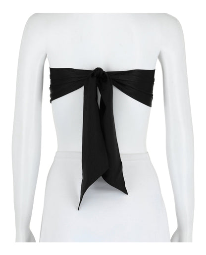 Saint Laurent Silk Bandeau Black