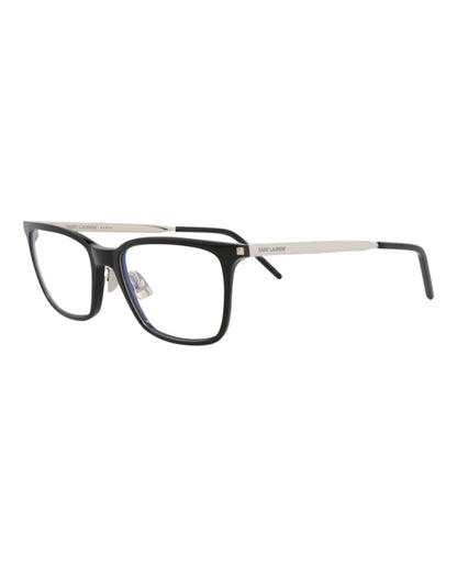 Saint Laurent Square-Frame Acetate Optical Frames Black Silver Transparent (SL262-30006110-006)