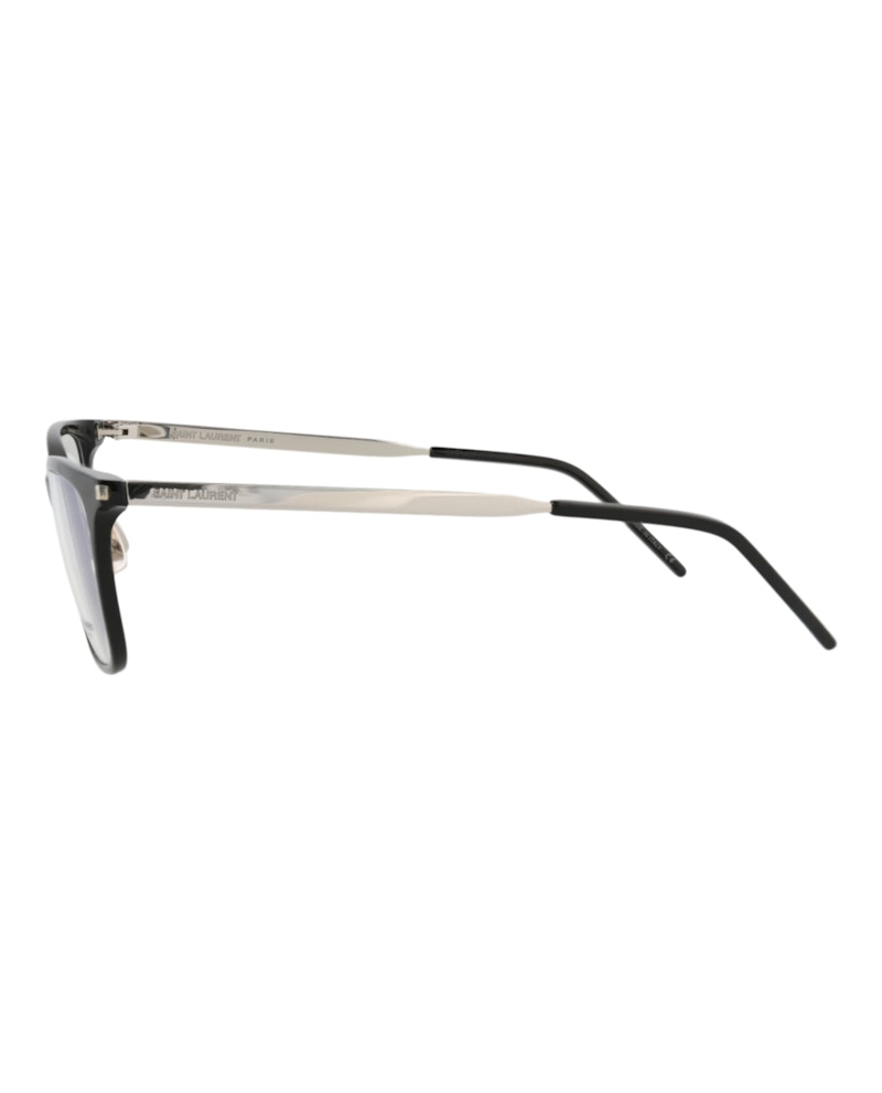 Saint Laurent Square-Frame Acetate Optical Frames Black Silver Transparent (SL262-30006110-006)