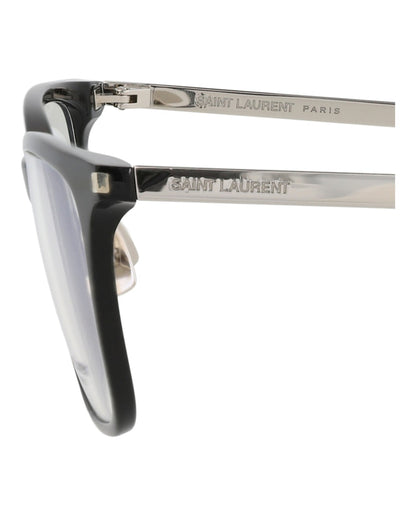 Saint Laurent Square-Frame Acetate Optical Frames Black Silver Transparent (SL262-30006110-006)