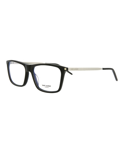 Saint Laurent Square-Frame Acetate Optical Frames Black Silver Transparent (SL344-30008544-006)
