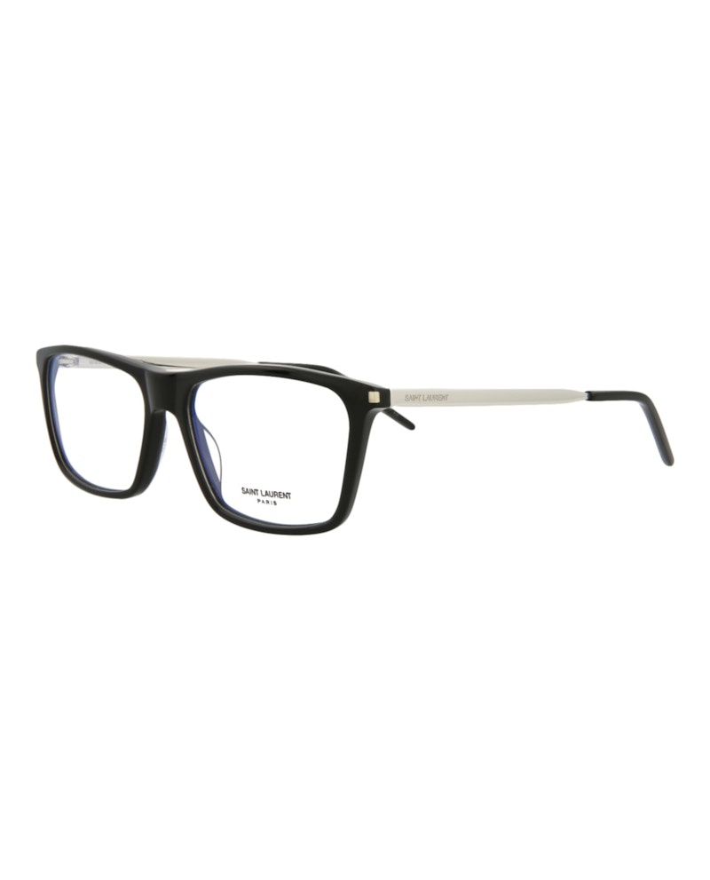Saint Laurent Square-Frame Acetate Optical Frames Black Silver Transparent (SL344-30008544-006)