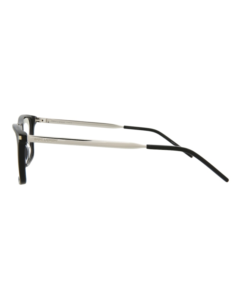 Saint Laurent Square-Frame Acetate Optical Frames Black Silver Transparent (SL344-30008544-006)