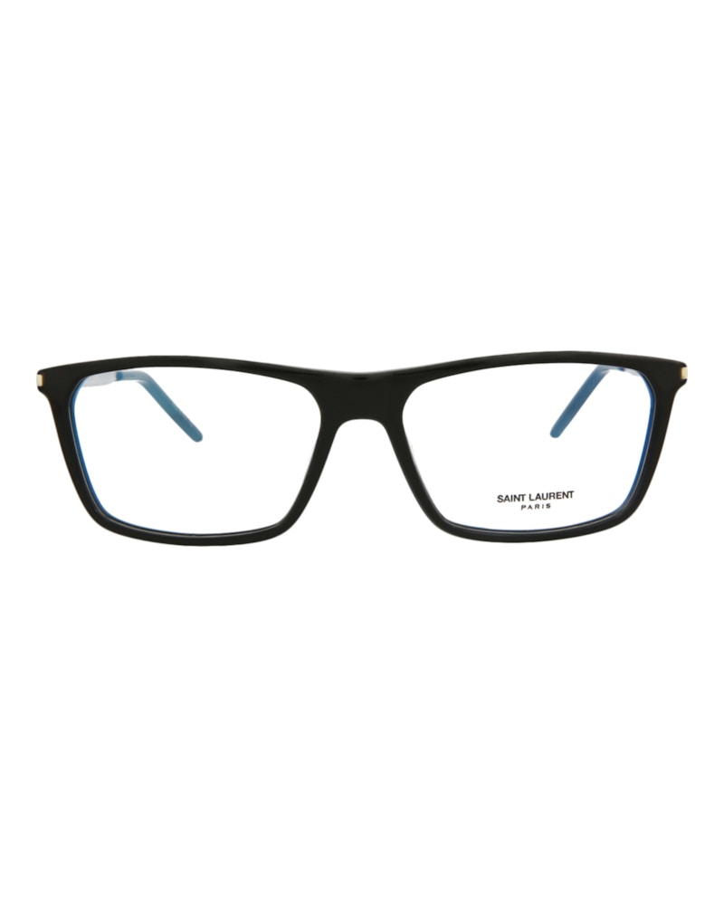 Saint Laurent Square-Frame Acetate Optical Frames Black Silver Transparent (SL344-30008544-006)