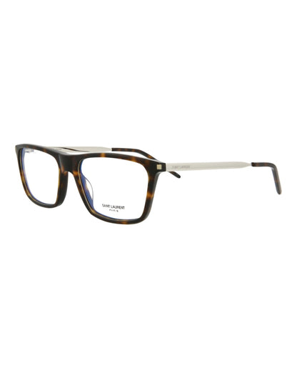 Saint Laurent Square-Frame Acetate Optical Frames Havana Silver Transparent (SL344-30008544-003)