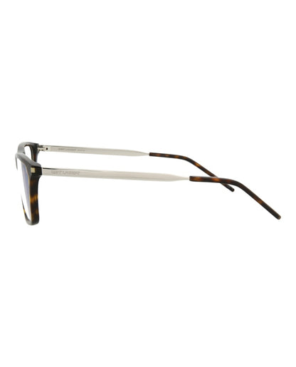 Saint Laurent Square-Frame Acetate Optical Frames Havana Silver Transparent (SL344-30008544-003)