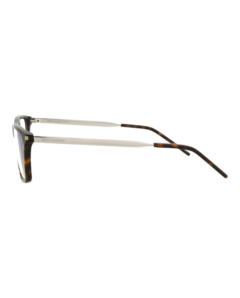 Saint Laurent Square-Frame Acetate Optical Frames Havana Silver Transparent (SL344-30008544-003)