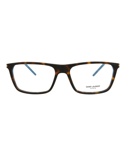 Saint Laurent Square-Frame Acetate Optical Frames Havana Silver Transparent (SL344-30008544-003)