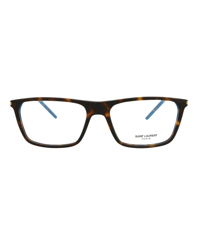 Saint Laurent Square-Frame Acetate Optical Frames Havana Silver Transparent (SL344-30008544-003)