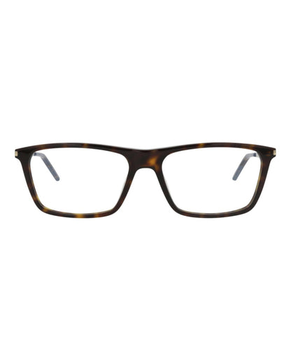Saint Laurent Square-Frame Acetate Optical Frames Havana Silver Transparent (SL344-30008544-008)