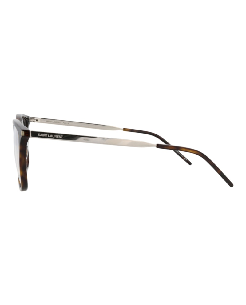 Saint Laurent Square-Frame Acetate Optical Frames Havana Silver Transparent (SL345-30008543-003)