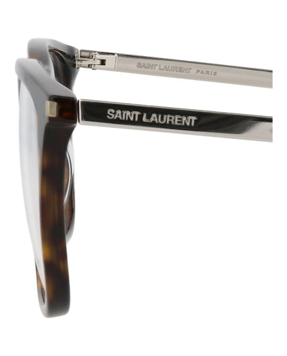 Saint Laurent Square-Frame Acetate Optical Frames Havana Silver Transparent (SL345-30008543-003)