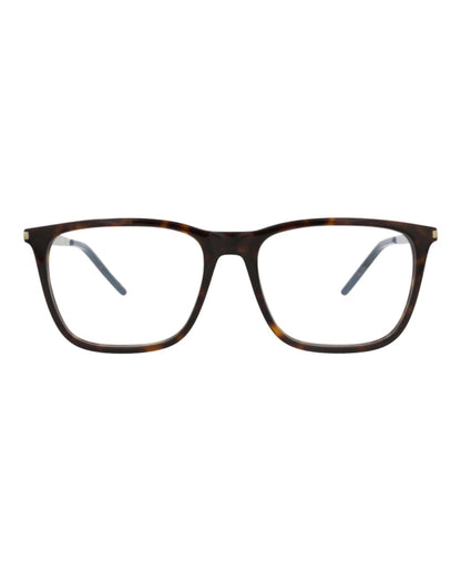 Saint Laurent Square-Frame Acetate Optical Frames Havana Silver Transparent (SL345-30008543-003)