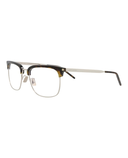 Saint Laurent Square-Frame Acetate Optical Frames Havana Silver Transparent (SL346-30008548-004)