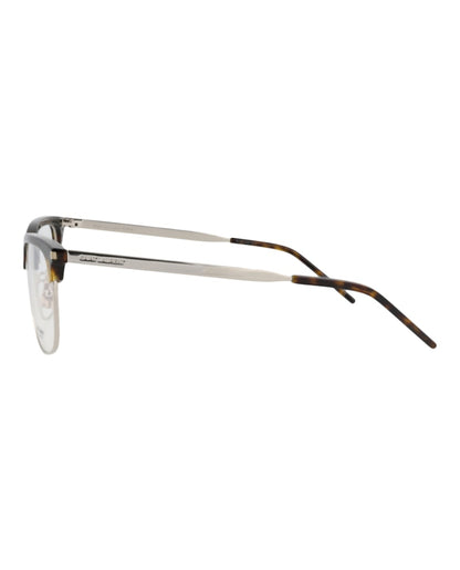 Saint Laurent Square-Frame Acetate Optical Frames Havana Silver Transparent (SL346-30008548-004)