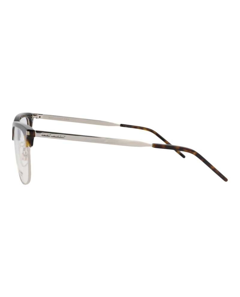 Saint Laurent Square-Frame Acetate Optical Frames Havana Silver Transparent (SL346-30008548-004)