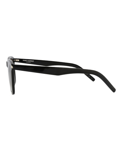 Saint Laurent Square-Frame Acetate Sunglasses Black Black Grey (SL281SLIM-30007110-001)
