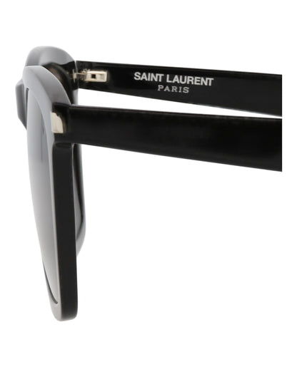 Saint Laurent Square-Frame Acetate Sunglasses Black Black Grey (SL281SLIM-30007110-001)