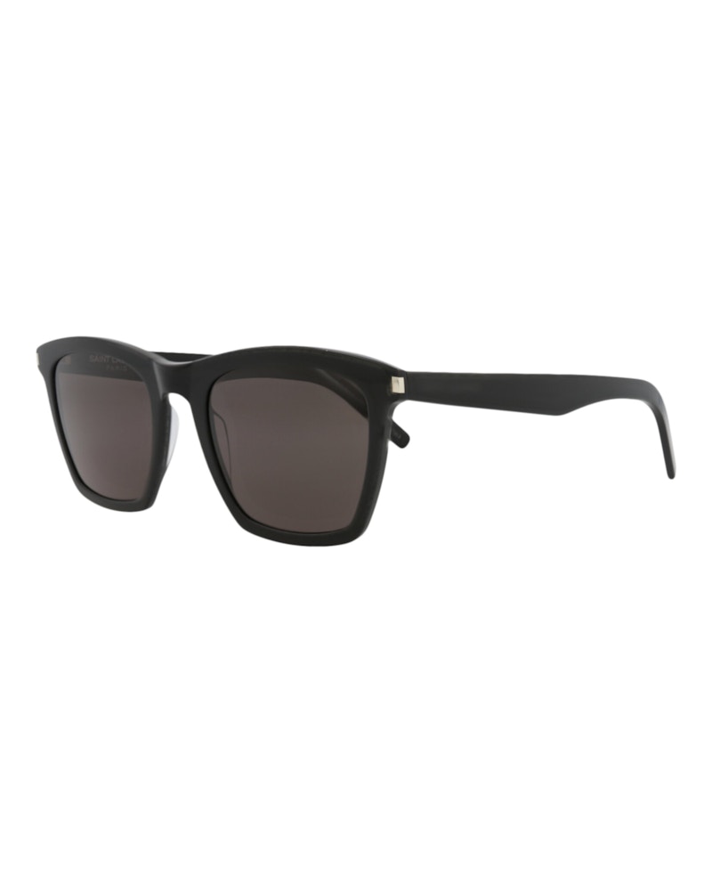 Saint Laurent Square-Frame Acetate Sunglasses Black Black Grey (SL281SLIM-30007110-001)