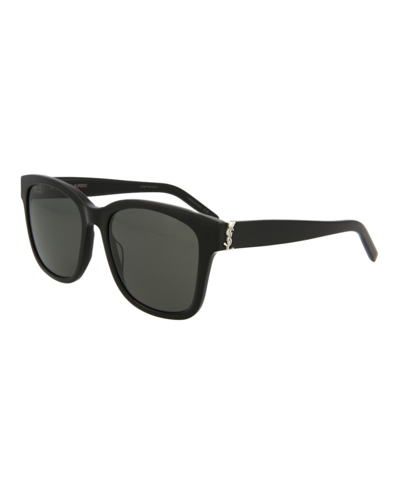 Saint Laurent Square-Frame Acetate Sunglasses Black Black Grey (SLM68-30009176-001)