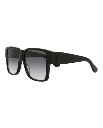 Saint Laurent Square-Frame Acetate Sunglasses Black Black Grey (SLM9-30001591-002)