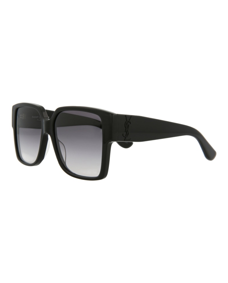 Saint Laurent Square-Frame Acetate Sunglasses Black Black Grey (SLM9-30001591-002)