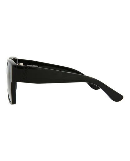 Saint Laurent Square-Frame Acetate Sunglasses Black Black Grey (SLM9-30001591-002)