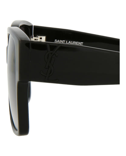 Saint Laurent Square-Frame Acetate Sunglasses Black Black Grey (SLM9-30001591-002)