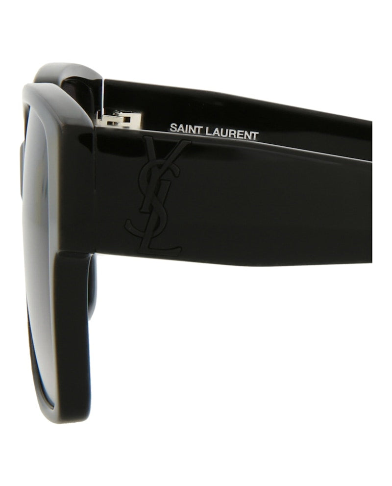 Saint Laurent Square-Frame Acetate Sunglasses Black Black Grey (SLM9-30001591-002)