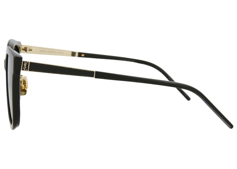 Saint Laurent Square-Frame Acetate Sunglasses Black/Gold/Grey (SLM77K-30009962-002)
