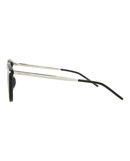 Saint Laurent Square-Frame Acetate Sunglasses Black/Silver/Black (SL360-30008550-001)