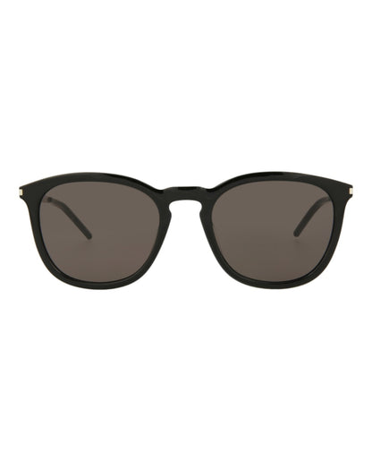 Saint Laurent Square-Frame Acetate Sunglasses Black/Silver/Black (SL360-30008550-001)