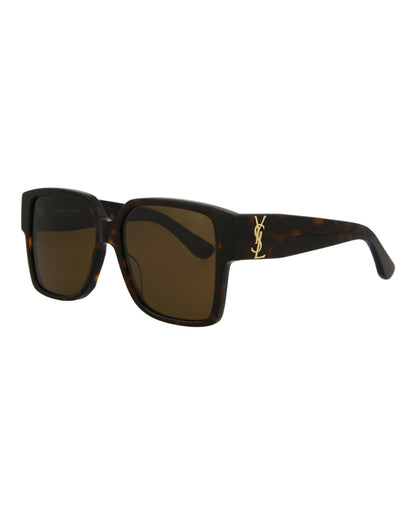 Saint Laurent Square-Frame Acetate Sunglasses Shiny Dark Havana (SLM9-30001591-003)