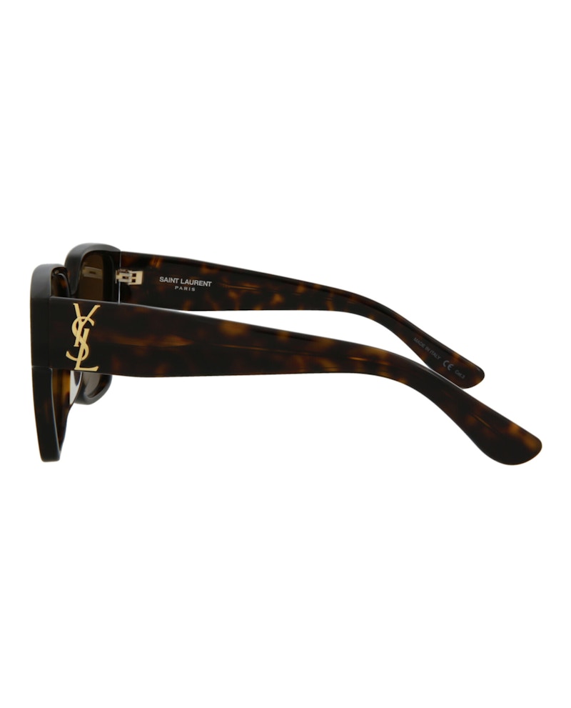 Saint Laurent Square-Frame Acetate Sunglasses Shiny Dark Havana (SLM9-30001591-003)