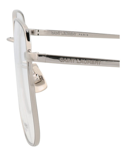 Saint Laurent Square-Frame Metal Optical Frames Silver Silver Transparent (SL491-30011857-005)
