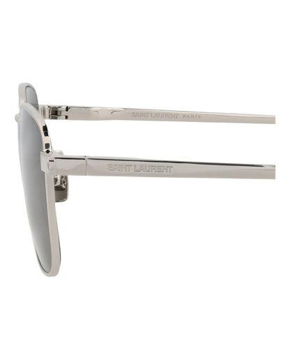Saint Laurent Square-Frame Metal Sunglasses Silver Silver Grey (SL529-30013359-002)